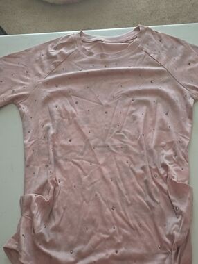 Women's Embellished Scoop Neck Tee - Pink Tie Dye